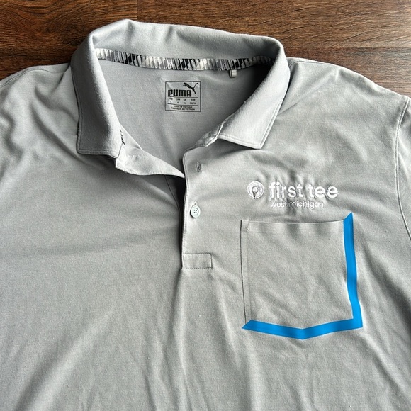 Puma Gray Polo Shirt with Blue Accent | First Tee of West Michigan | Golf | Polo - Picture 2 of 6